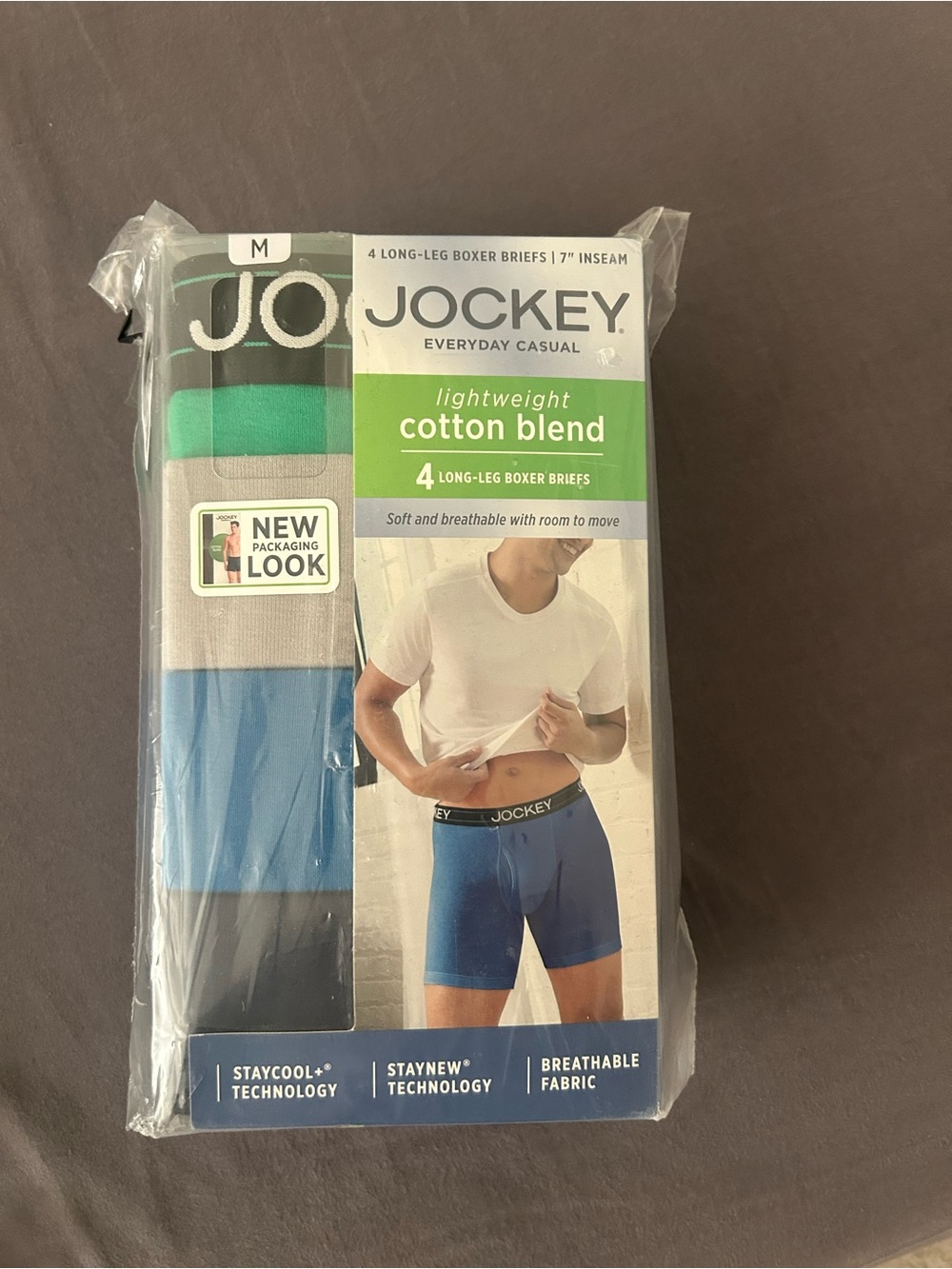 Jockey Men’s Cotton Blend Long-Leg Boxer Briefs – Blue & Green NWT